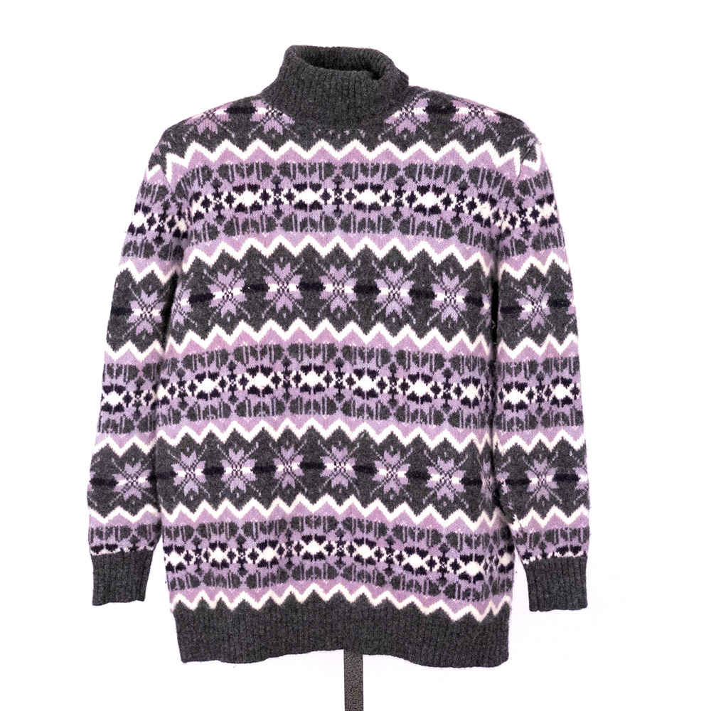 Vintage Valerie Stevens Fair Isle Lambswool Turtleneck Sweater Women's SZ MEDIUM